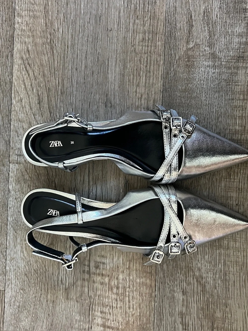 Zara Strappy Kitten Heels in Silver